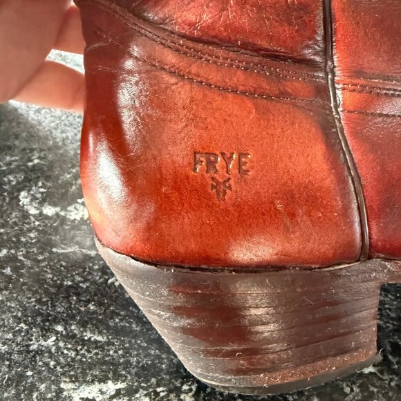 FRYE Mens Billy Mahogany Vintage Leather Western Cowboy Boots Mens Size 9.5 - Picture 7 of 9